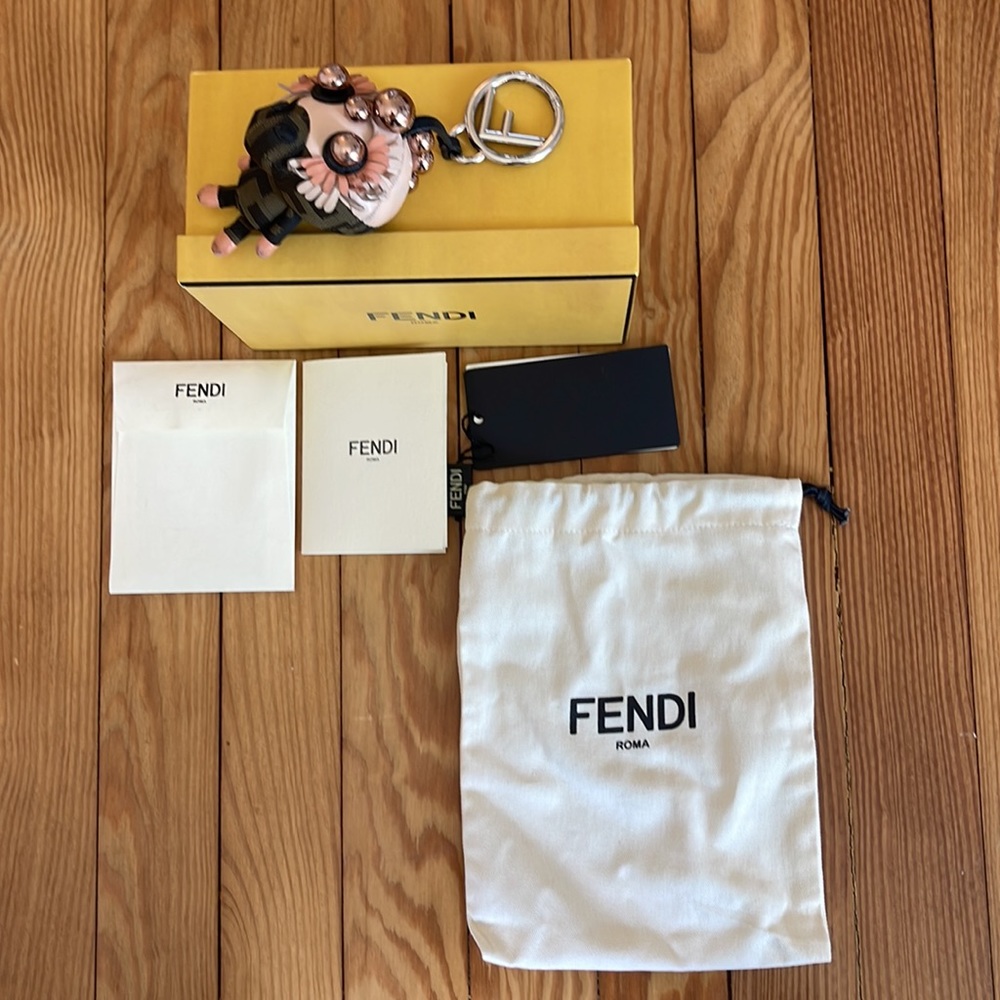 FENDI Tobacco Zucca Space Monkey Keychain Bag Charm FENDI box tags & dust bag.